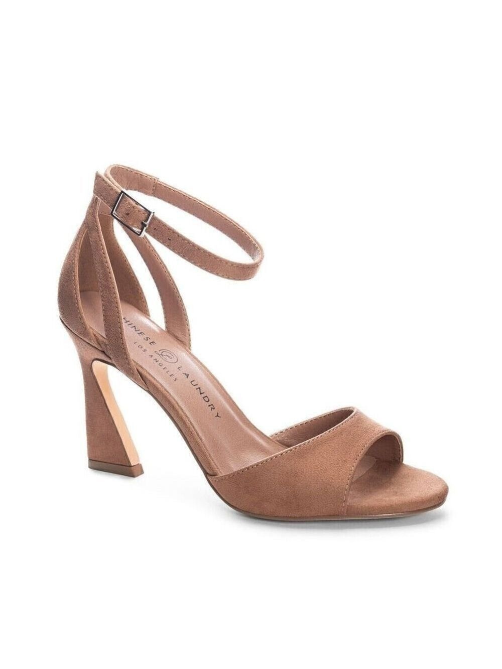 CHINESE Laundry New "Robby" Ankle Strap Brown Suede Sandal Flared Heel